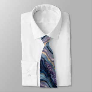 Glitzer Agate Lila Blue Neck Tie Krawatte