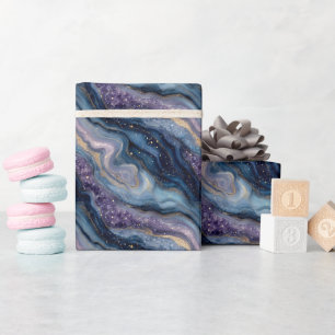 Glitzer Agate Lila Blue Wrapping Paper Roll Geschenkpapier