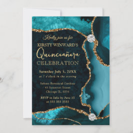 Glitzer Agate Quinceanera für aquamarine Imitate Einladung