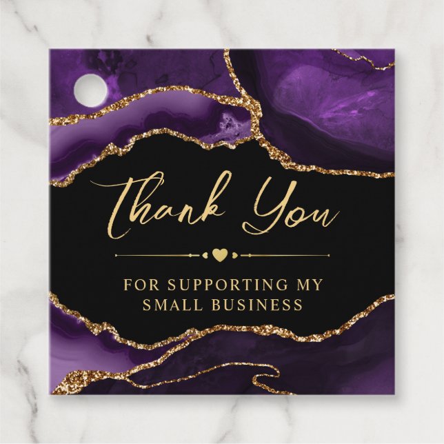 Glitzer Agate Small Business für lila und Gold Imi Geschenkanhänger (Vorderseite)