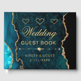 Glitzer Agate Wedding mit aquamarinen Imitaten Gästebuch