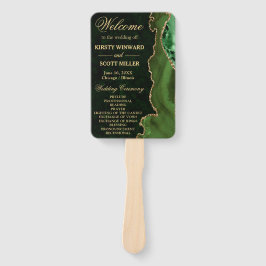 Glitzer Agate Wedding Program für Green und Gold I Fächer