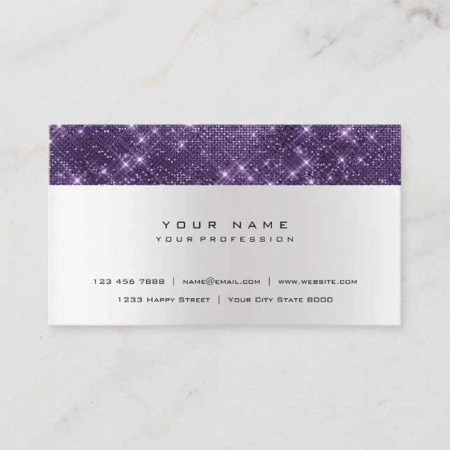 Glitzer Amethyst Lila Grau Silver Urban Shimmer Visitenkarte (Vorderseite)