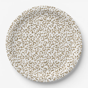 Glitzer Antiquitäten Gold Leopard Print Pappteller