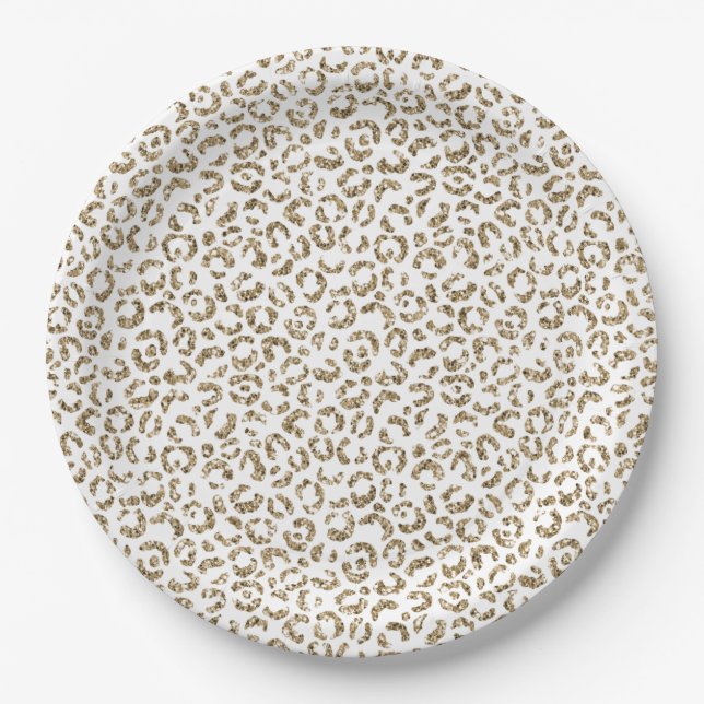 Glitzer Antiquitäten Gold Leopard Print      Pappteller (Vorderseite)
