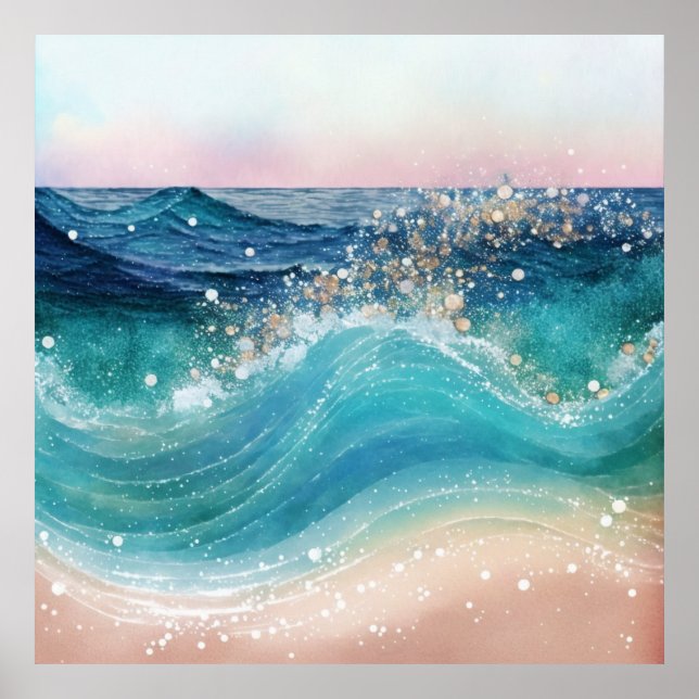 *~* Glitzer AP60 Küstenmeer Wave Sand Beach Poster (Vorne)