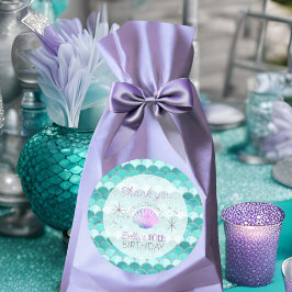 Glitzer Aquamarin Mermaid Scales Geburtstag Vielen Runder Aufkleber