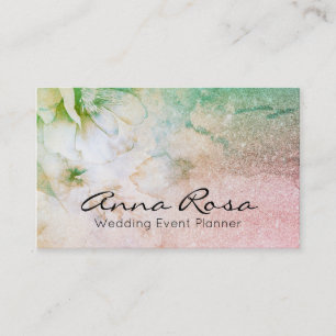*~* Glitzer Aquarell Floral Cosmic Celestie Visitenkarte