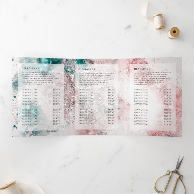 Glitzer Aquarell Rose Golden Fox Broschüre (Innenseite)