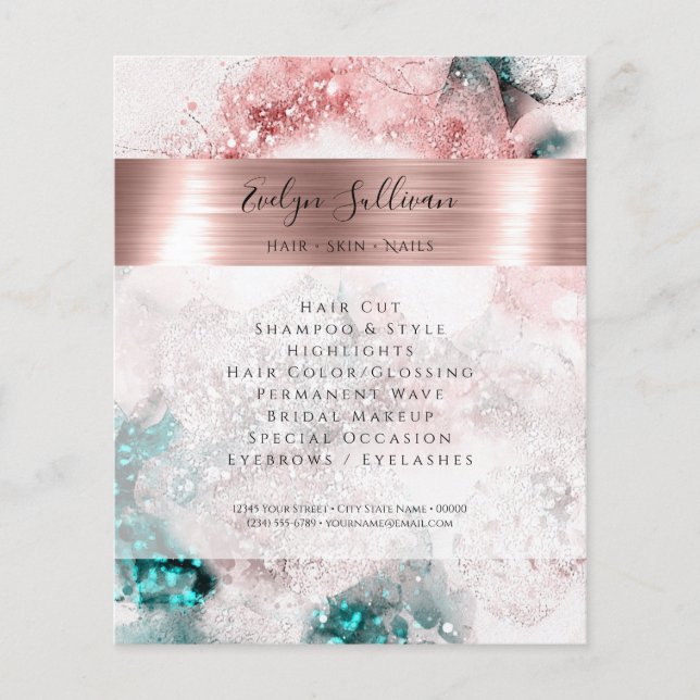 Glitzer Aquarell Rose Goldfolie Flyer (Vorne)