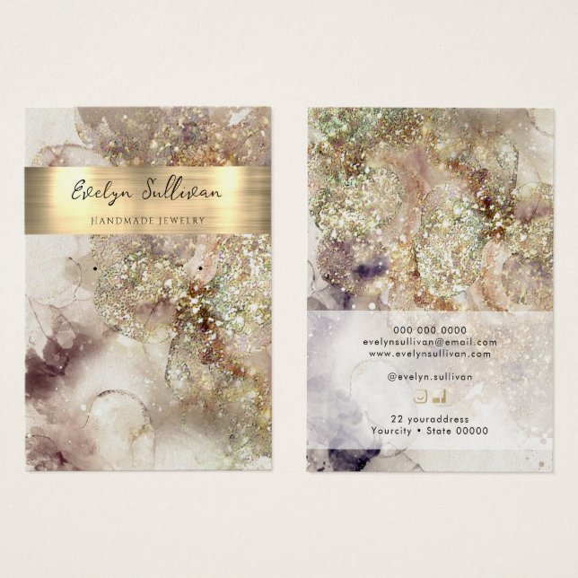 Glitzer Aquarell- und Folienschmuckkarte (Vorne & Hinten)