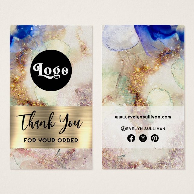 Glitzer, Aquarell und Goldfolie (Vorne & Hinten)