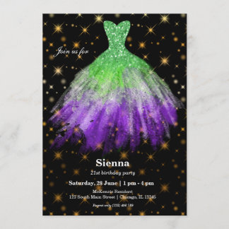 Glitzer Aquarellkleider Einladung