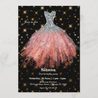 Glitzer Aquarellkleider Einladung