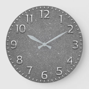Glitzer-arabische Zahl-Metallwein-graues silbernes Große Wanduhr