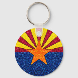 Glitzer Arizona Fahne rund Schlüsselanhänger