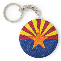 Glitzer Arizona Fahne rund Schlüsselanhänger
