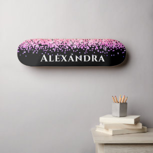 Glitzer Ästhetischer Individuelle Name in Schwarz Skateboard