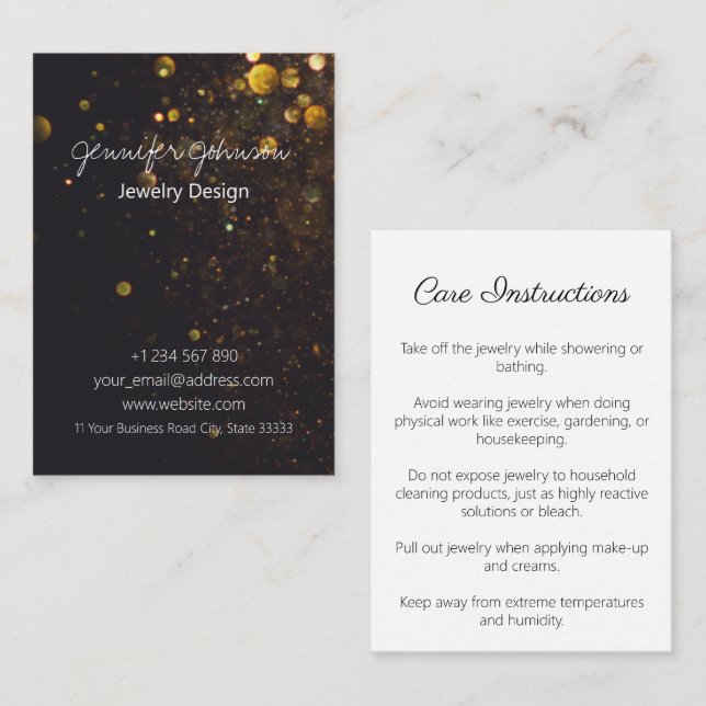 Glitzer auf der Visitenkarte "Black Juwelcare Card (Vorne/Hinten)