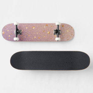 Glitzer auf Rose Gold und Lila Foil Textur Skateboard