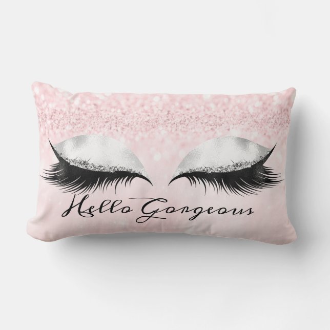 Glitzer Augen Makeup Lashes Pink Pastel Gorgee Lendenkissen (Vorderseite)