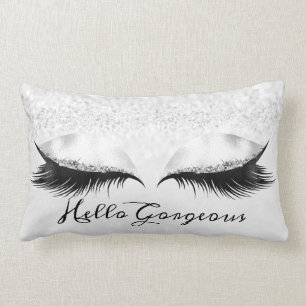 Glitzer Augen Makeup Lashes Silbergrau Lendenkissen