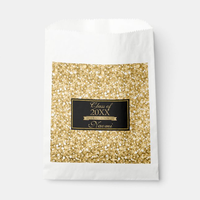 Glitzer aus Gold und Weiß - Abschlüsse Geschenktütchen (Vorderseite)