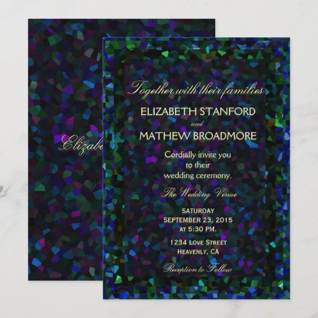 Glitzer aus Hartglas Einladung (Vorne/Hinten)