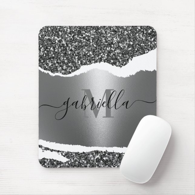 Glitzer aus Metall und Silber Mousepad (Mit Mouse)