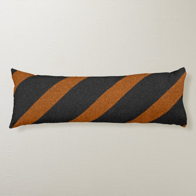 Glitzer aus Orange und Schwarz Streifen Seitenschläferkissen (Vorderseite)