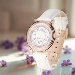Glitzer aus rosa gebürstetem Metall anpassen Armbanduhr<br><div class="desc">Pink-rosa gebürsteter Metal-Glitzer Monogram-Name anpassen. Diese elegante und moderne Uhr ist mit einem schicken Glitzer aus rosa gebürstetem Metall gestaltet und bietet Platz zum Schreiben des Frauennamens,  das perfekte niedliche Geschenk für Damen,  es ist ein Geschenk für Freunde,  Schwestern,  Mütter,  Ehefrauen und Nachbarn</div>