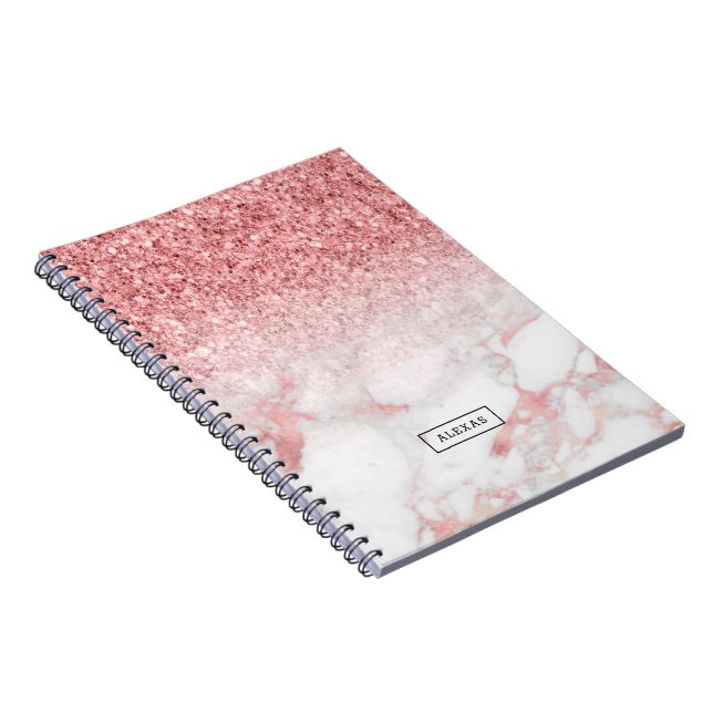 Glitzer aus Rose und Marmor Notizblock (Rechte Seite)