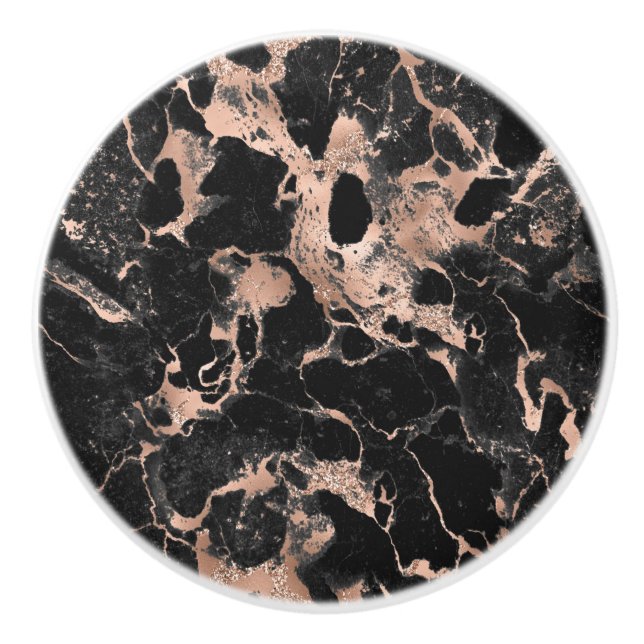 Glitzer aus schwarzem Marmor Rose Gold Keramikknauf (Vorderseite)