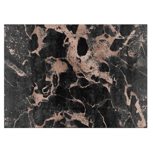 Glitzer aus schwarzem Marmor Rose Gold Schneidebrett (Vorderseite)