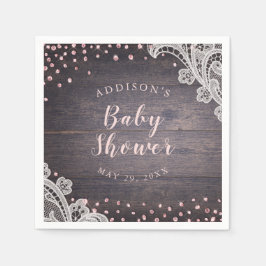 Glitzer aus Spitzenholz rustikale Babydusche Serviette