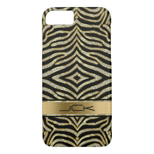 Glitzer aus Weiß und Gold mit schwarzen Zebrastrei Case-Mate iPhone Hülle