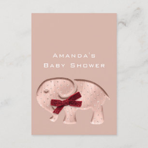 Glitzer Baby Dusche Rose Moderne Elephant Red Einladung