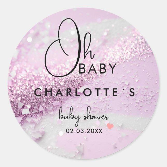Glitzer Babydusche Runder Aufkleber (Vorderseite)