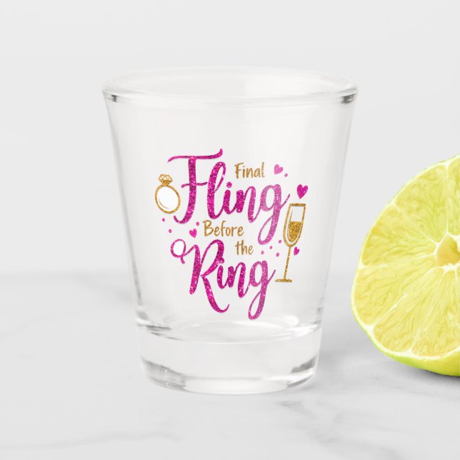 Glitzer Bachelorette Schiebeglas Schnapsglas (Vorderseite)