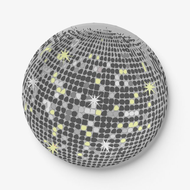 Glitzer Ball Vintag Groovy Disco Tanz Party Pappteller (Vorderseite)