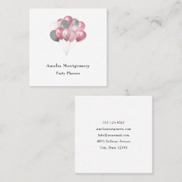 Glitzer Ballon Bunch Pink und Silber Quadratische Visitenkarte