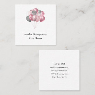 Glitzer Ballon Bunch Pink und Silber Quadratische Visitenkarte
