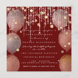Glitzer Balloon Rose Gold Bridal Sweet 16. Maroon Einladung