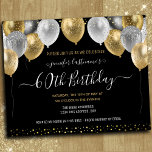 Glitzer Balloons 60. Geburtstagsparty Einladung<br><div class="desc">Elegante Imitate Silber und Gold Glitzer Ballons an der oberen Grenze. Alle Texte sind individuell einstellbar und lassen sich für Ihr eigenes Party leicht ändern. Das elegante Save the Date der Geburtstagsgeschenke. Elegante moderne stilvolle Typografie</div>