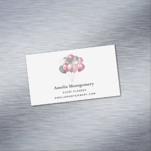 Glitzer Balloons Rosa und Silber Magnetische Visitenkarte