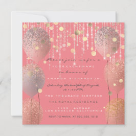 Glitzer Balloons Rose Bridal Sweet 16. Koralle Einladung