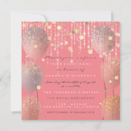 Glitzer Balloons Rose Bridal Sweet 16. Koralle Einladung