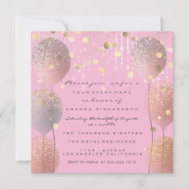 Glitzer Balloons Rose Bridal Sweet 16. Rosa Einladung