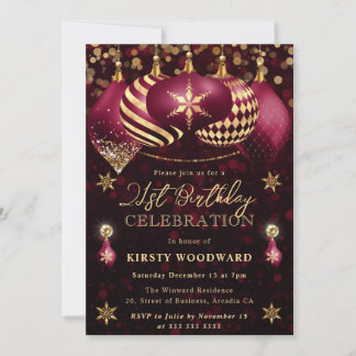 Glitzer Baubles 21. Geburtstag Einladung