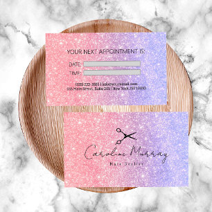 Glitzer Beauty Pink Friseurkarte Visitenkarte